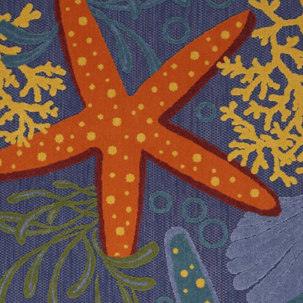 4' X 6' Blue Starfish Indoor Outdoor Area Rug