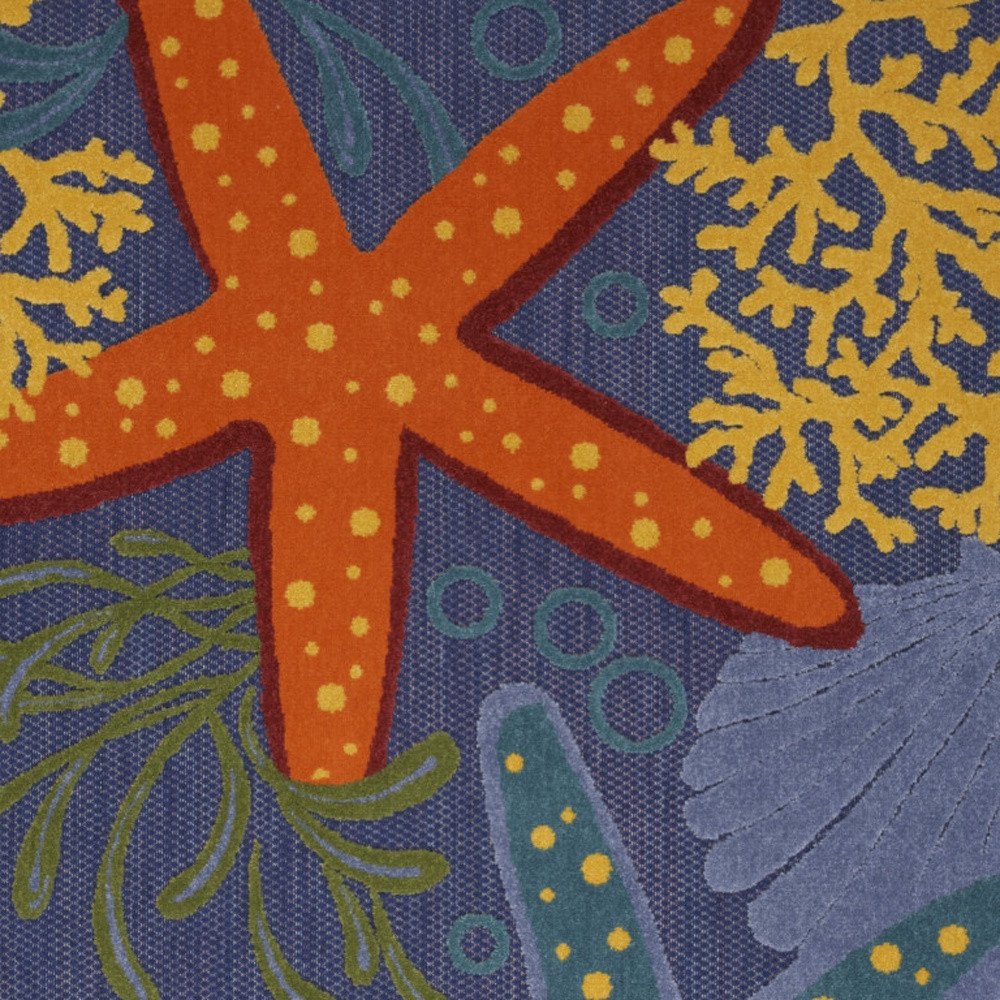6' X 9' Orange Green And Blue Indoor Outdoor Area Rug