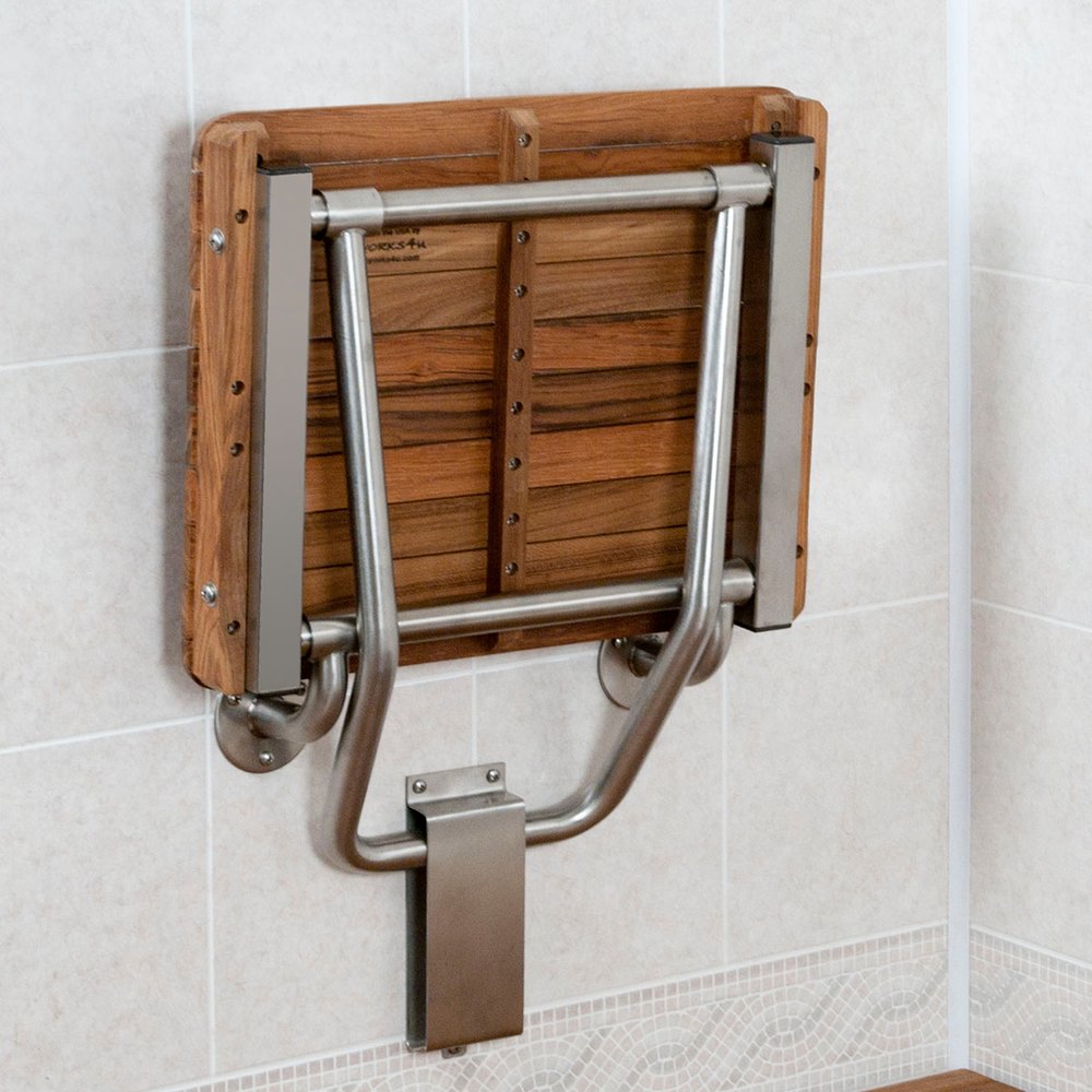 14" X 18" Brown Teak Rectangular Shower Bench