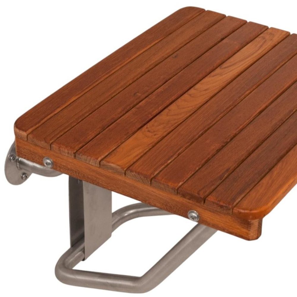 14" X 24" Brown Teak Rectangular Shower Bench