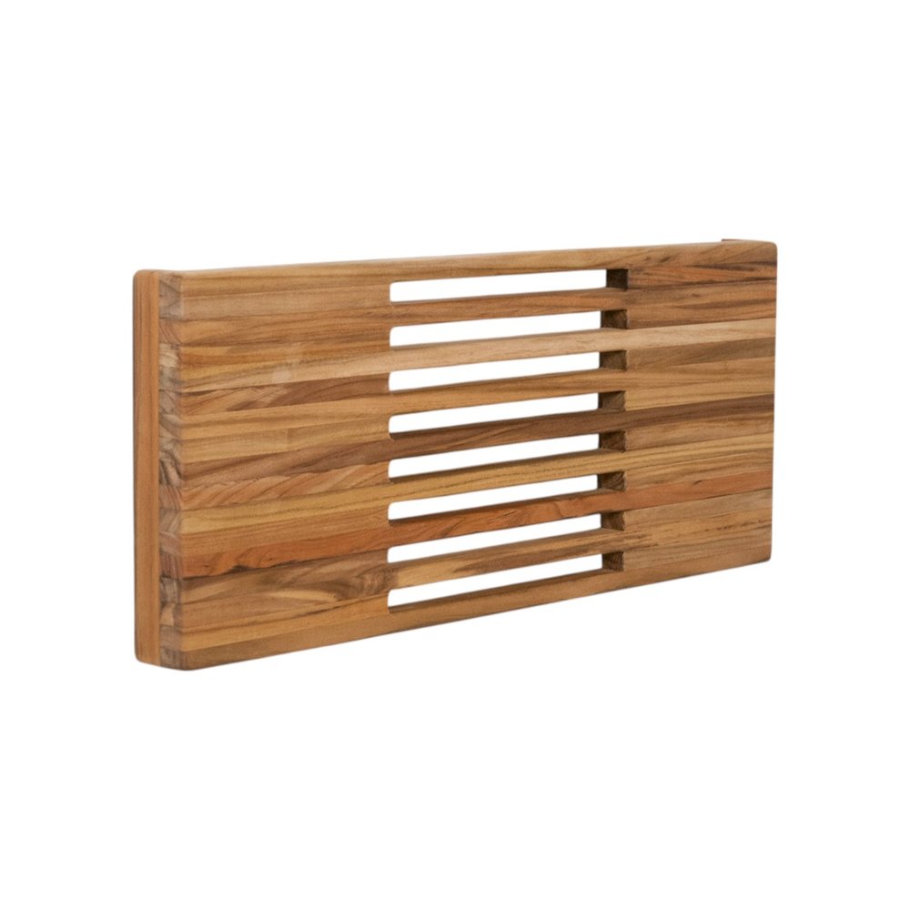 30" Brown Wall Mount Teak Rectangular Shower Bench