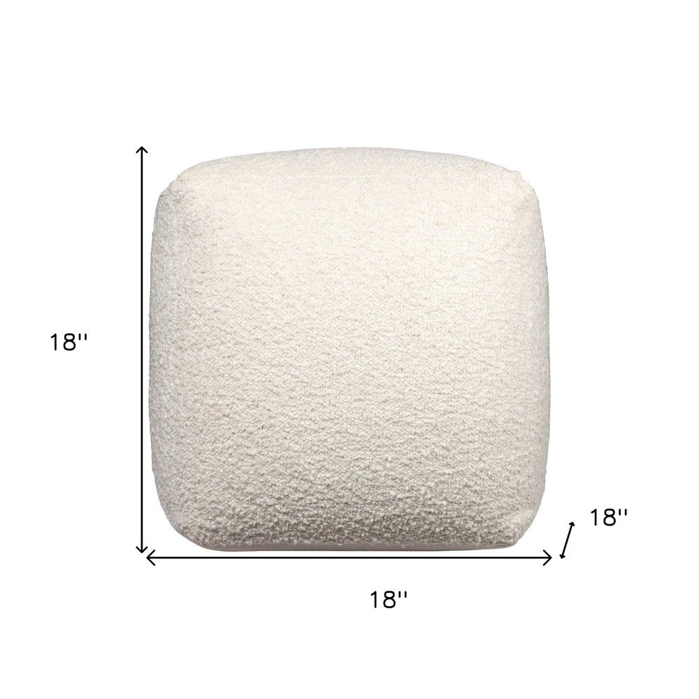 18" Ivory Polyester Cube Outdoor Pouf Ottoman