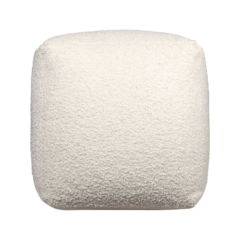 18" Ivory Polyester Cube Outdoor Pouf Ottoman