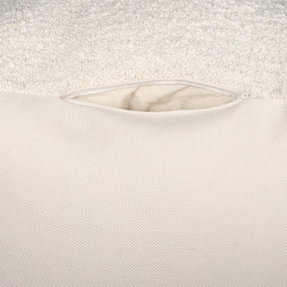 18" Ivory Polyester Cube Outdoor Pouf Ottoman