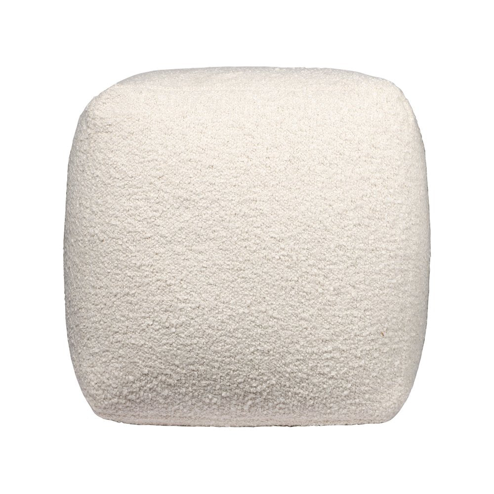 18" Ivory Polyester Cube Outdoor Pouf Ottoman
