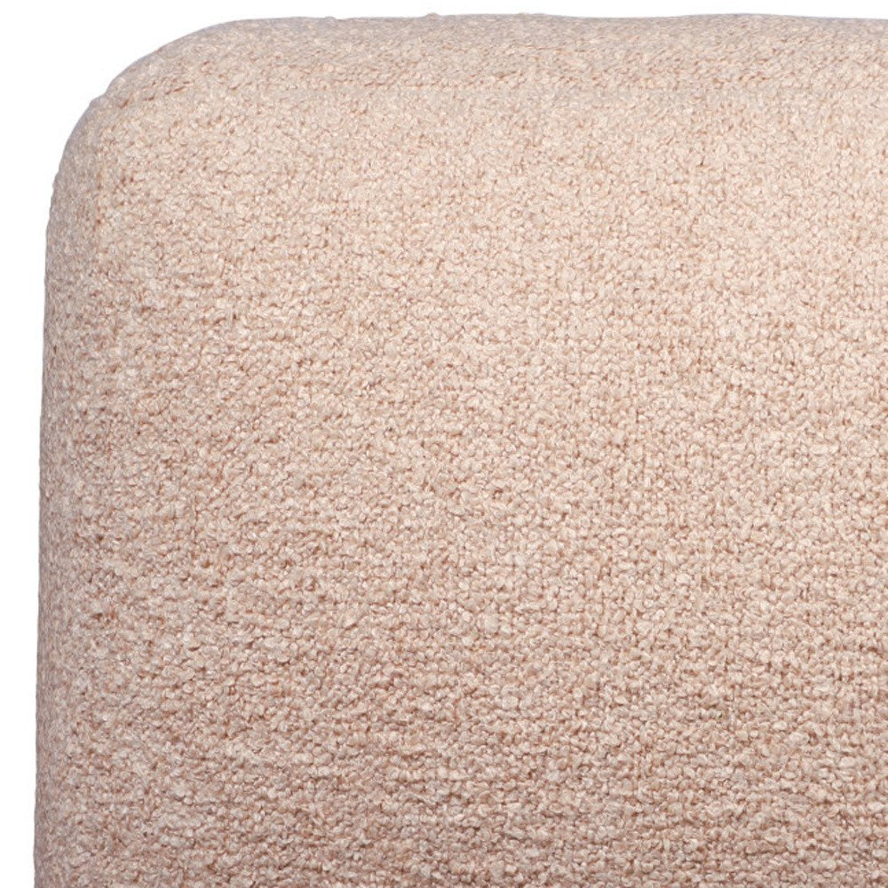 18" Ivory Polyester Cube Outdoor Pouf Ottoman