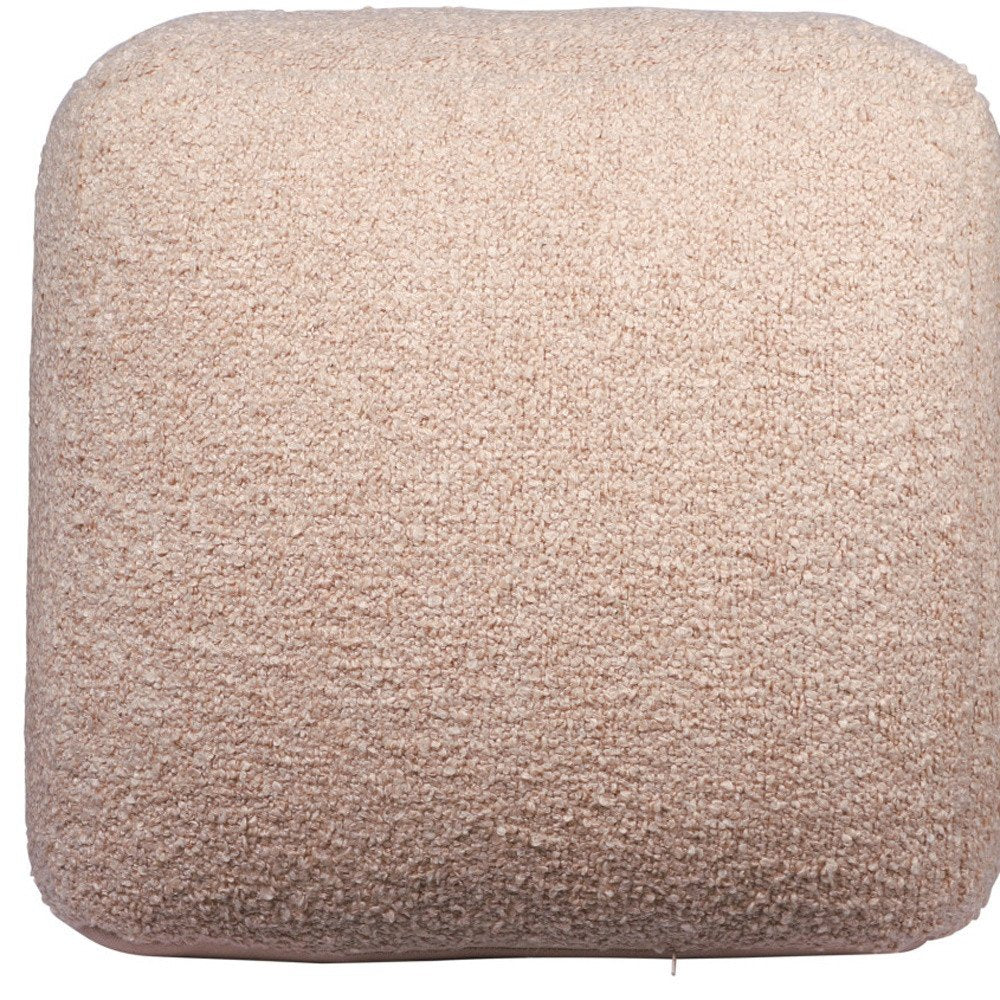 18" Ivory Polyester Cube Outdoor Pouf Ottoman