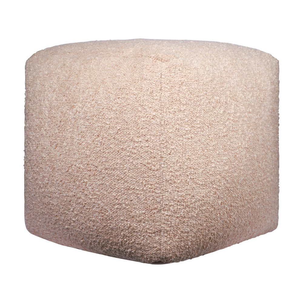 18" Ivory Polyester Cube Outdoor Pouf Ottoman