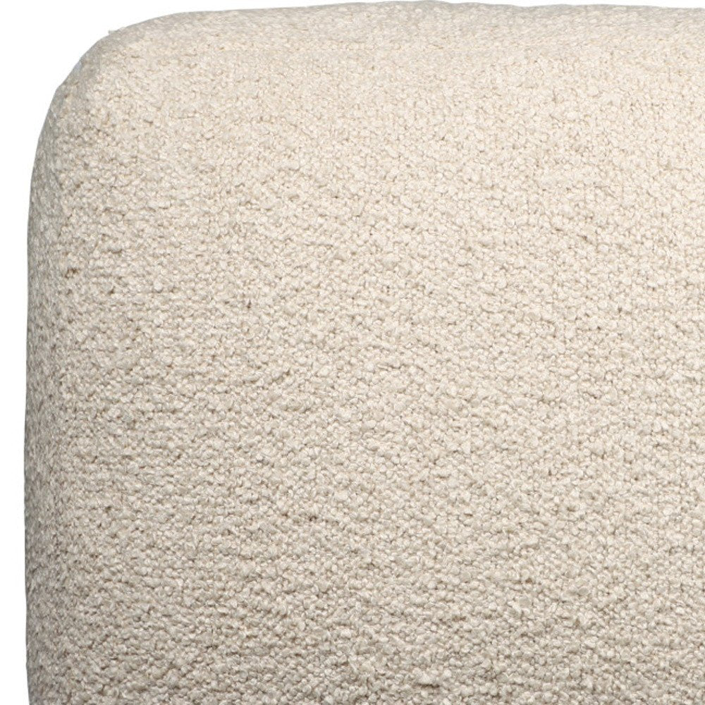 18" Ivory Polyester Cube Outdoor Pouf Ottoman