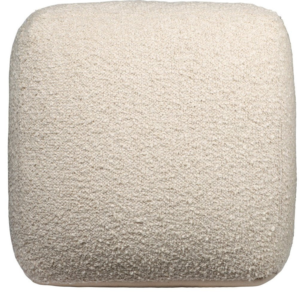 18" Ivory Polyester Cube Outdoor Pouf Ottoman