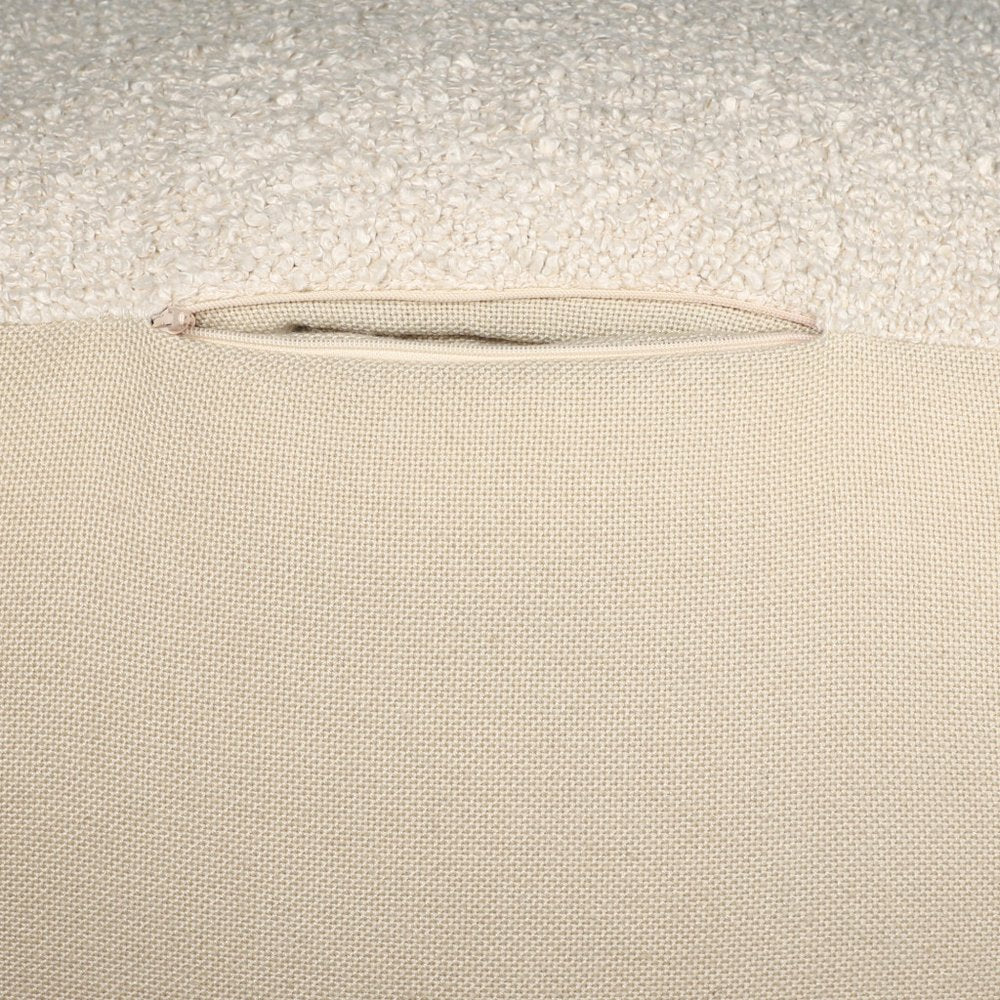 18" Ivory Polyester Cube Outdoor Pouf Ottoman