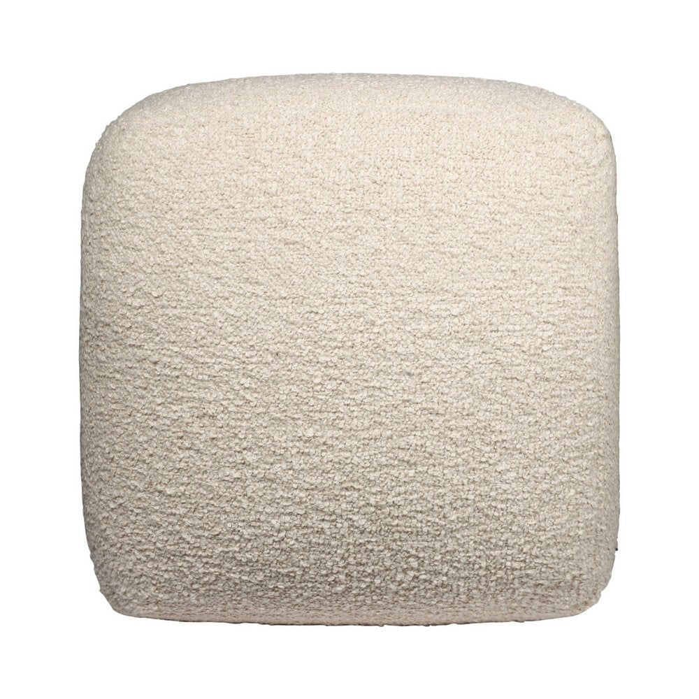 18" Ivory Polyester Cube Outdoor Pouf Ottoman