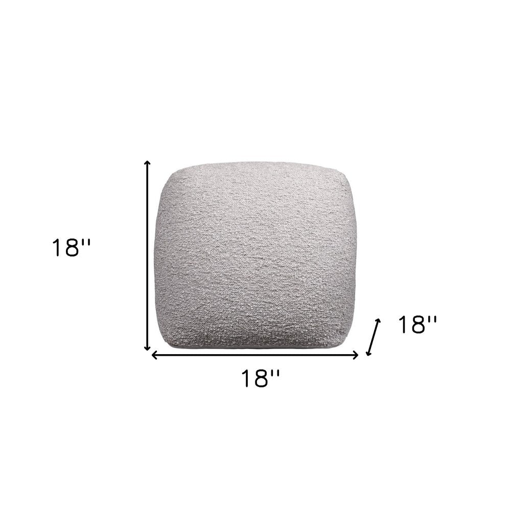 18" Ivory Polyester Cube Outdoor Pouf Ottoman