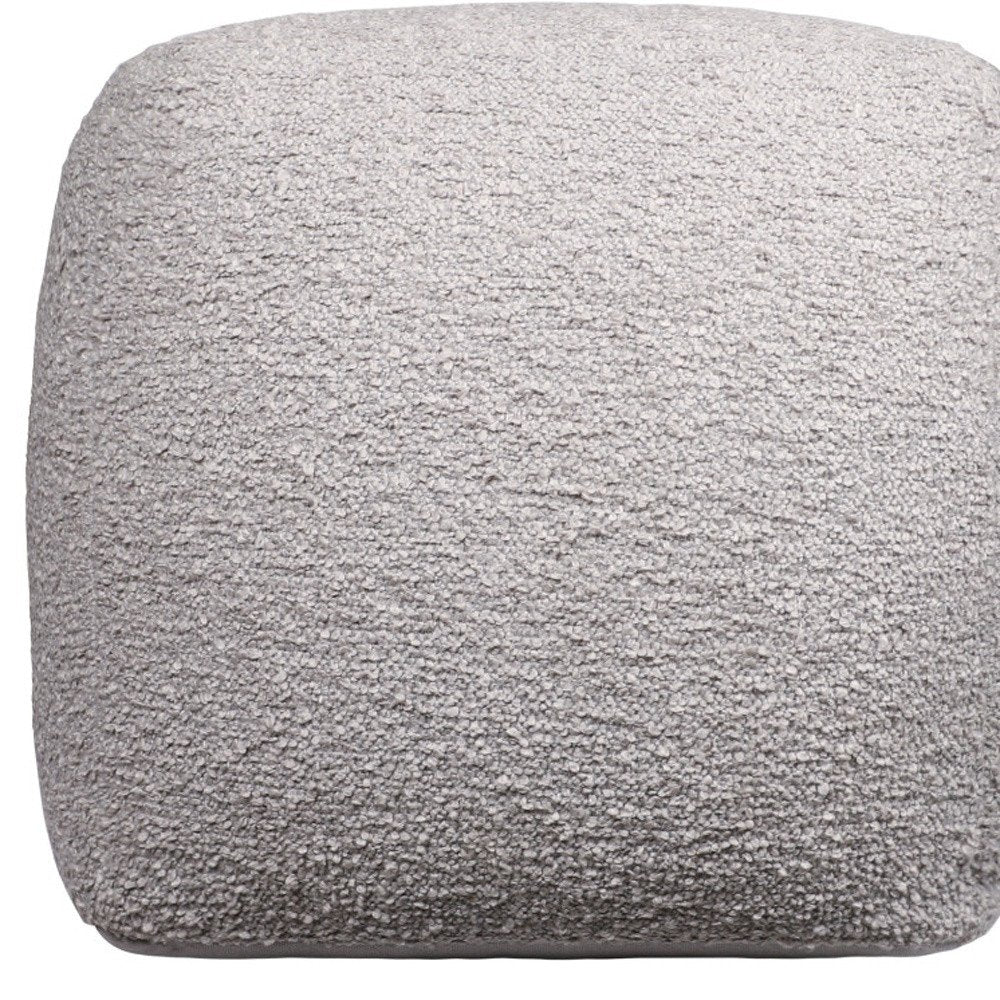 18" Ivory Polyester Cube Outdoor Pouf Ottoman