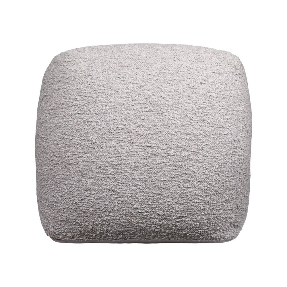 18" Ivory Polyester Cube Outdoor Pouf Ottoman