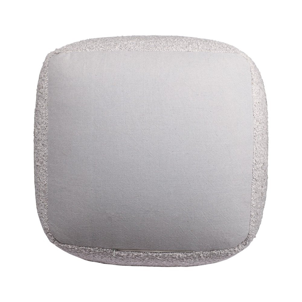 18" Ivory Polyester Cube Outdoor Pouf Ottoman