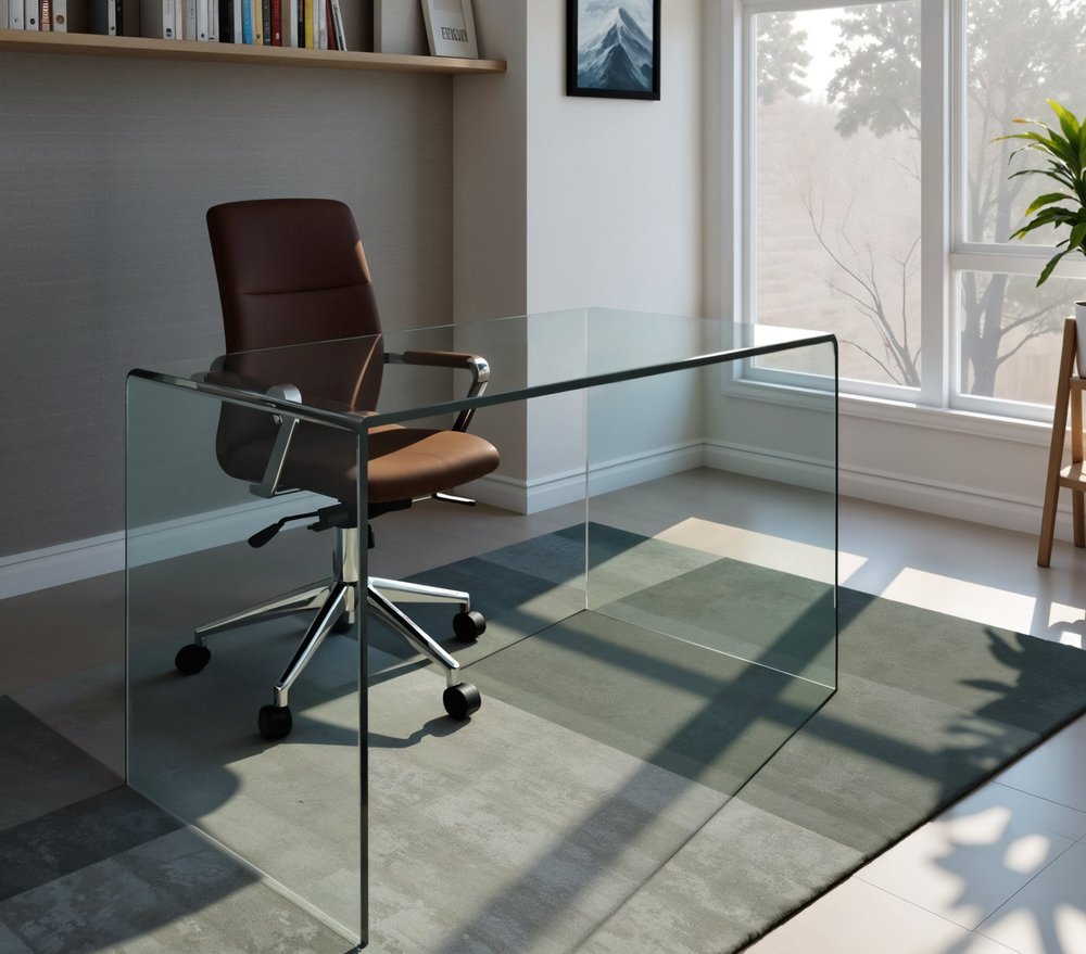 43" Clear Glass Computer Desk