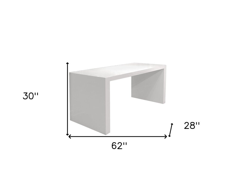 62" White Wood Computer Desk