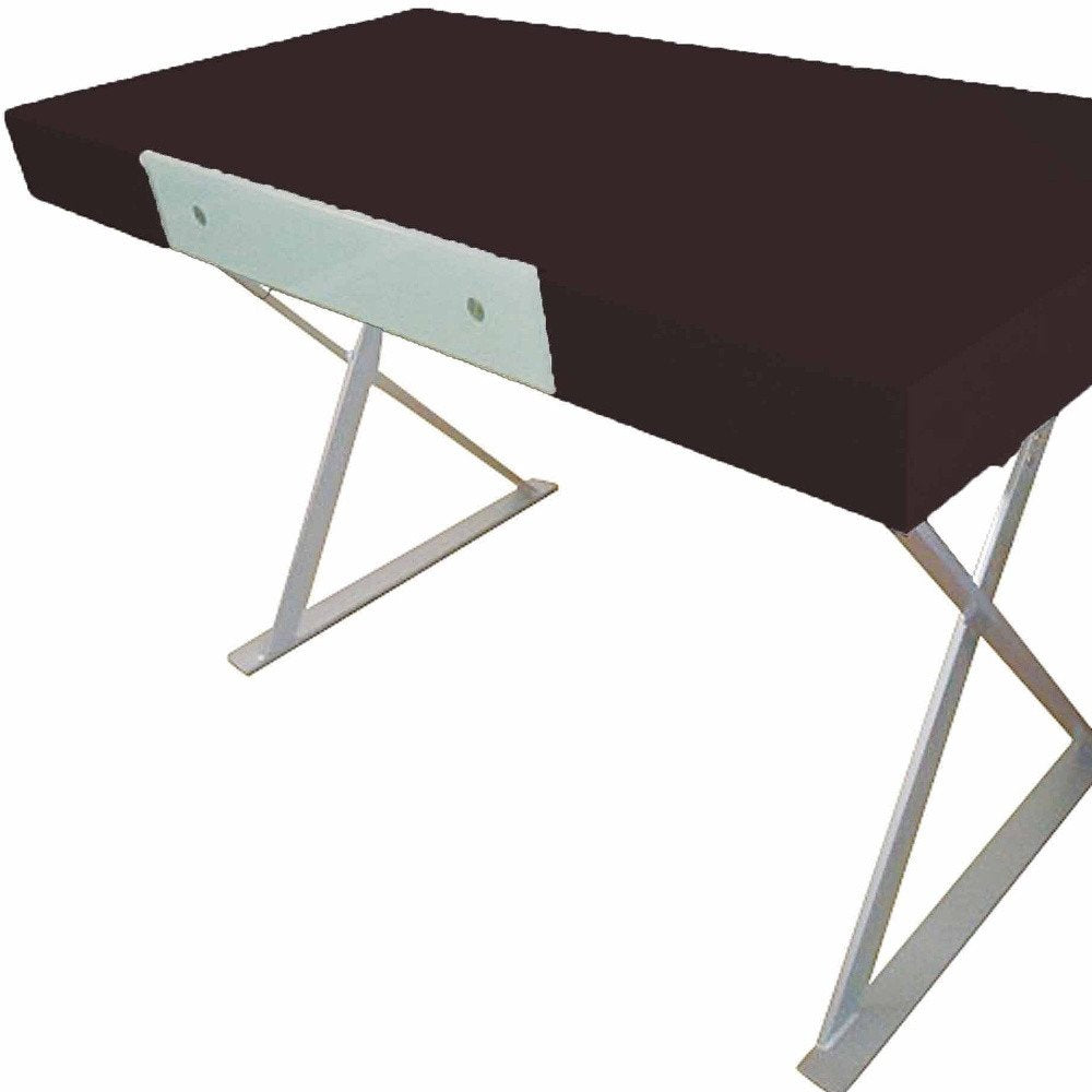 48" Espresso and Silver Wood and Metal Computer Desk