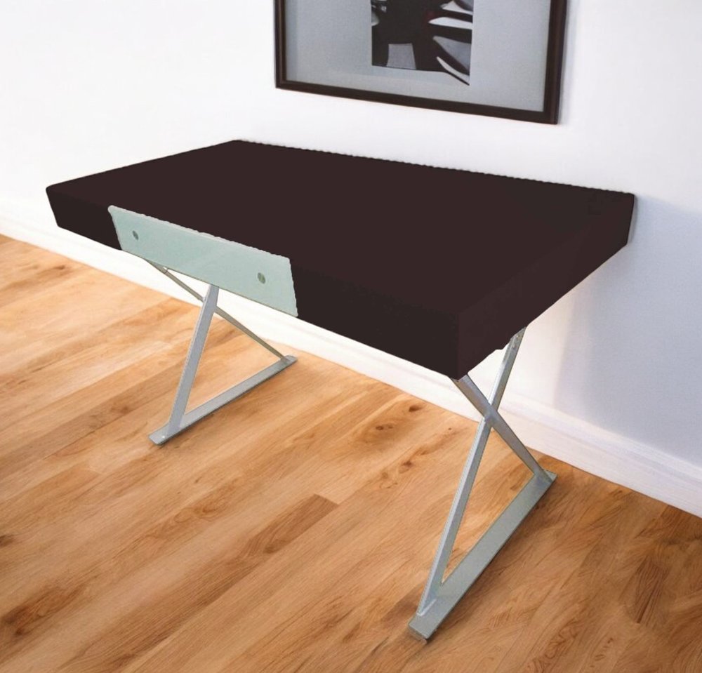 48" Espresso and Silver Wood and Metal Computer Desk