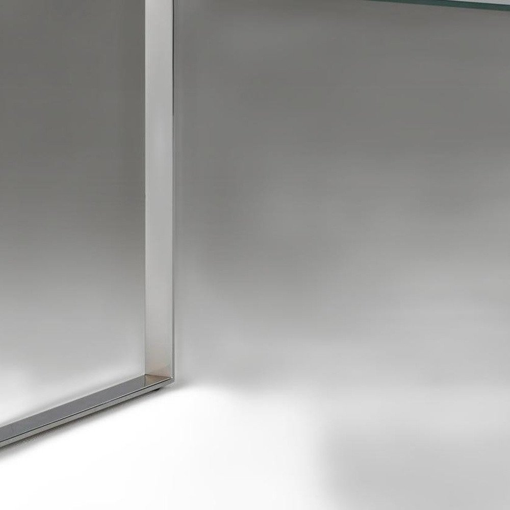 47" Clear and Silver Glass and Metal Computer Desk