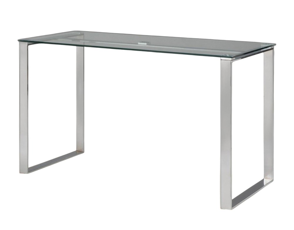 47" Clear and Silver Glass and Metal Computer Desk