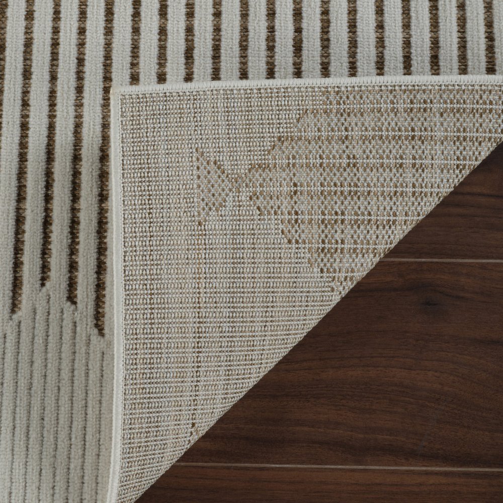 3' X 5' Beige and Brown Geometric Distressed Indoor Outdoor Area Rug