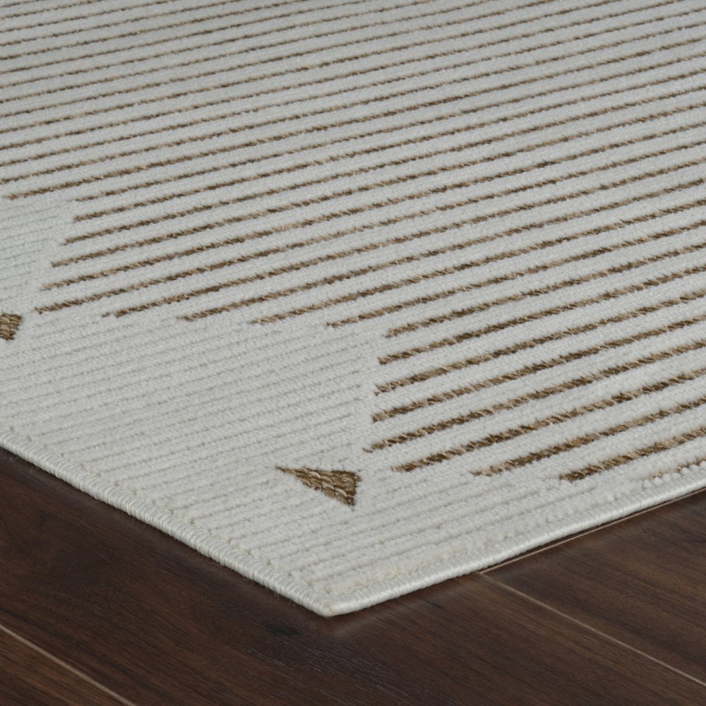 3' X 5' Beige and Brown Geometric Distressed Indoor Outdoor Area Rug