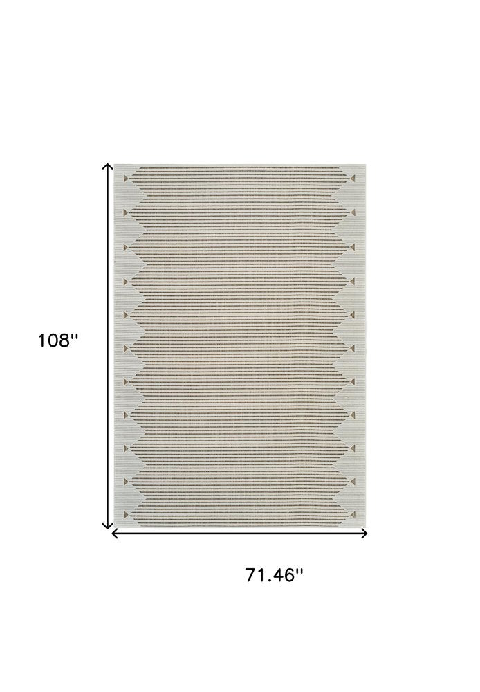 3' X 5' Beige and Brown Geometric Distressed Indoor Outdoor Area Rug