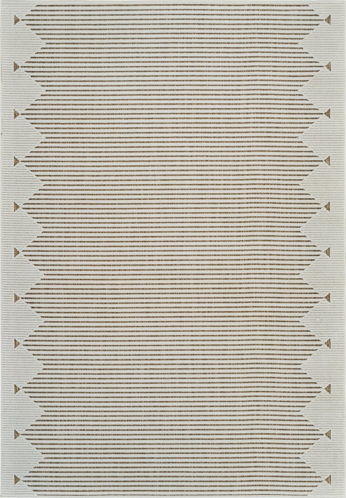 3' X 5' Beige and Brown Geometric Distressed Indoor Outdoor Area Rug