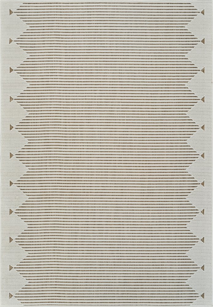 3' X 5' Beige and Brown Geometric Distressed Indoor Outdoor Area Rug