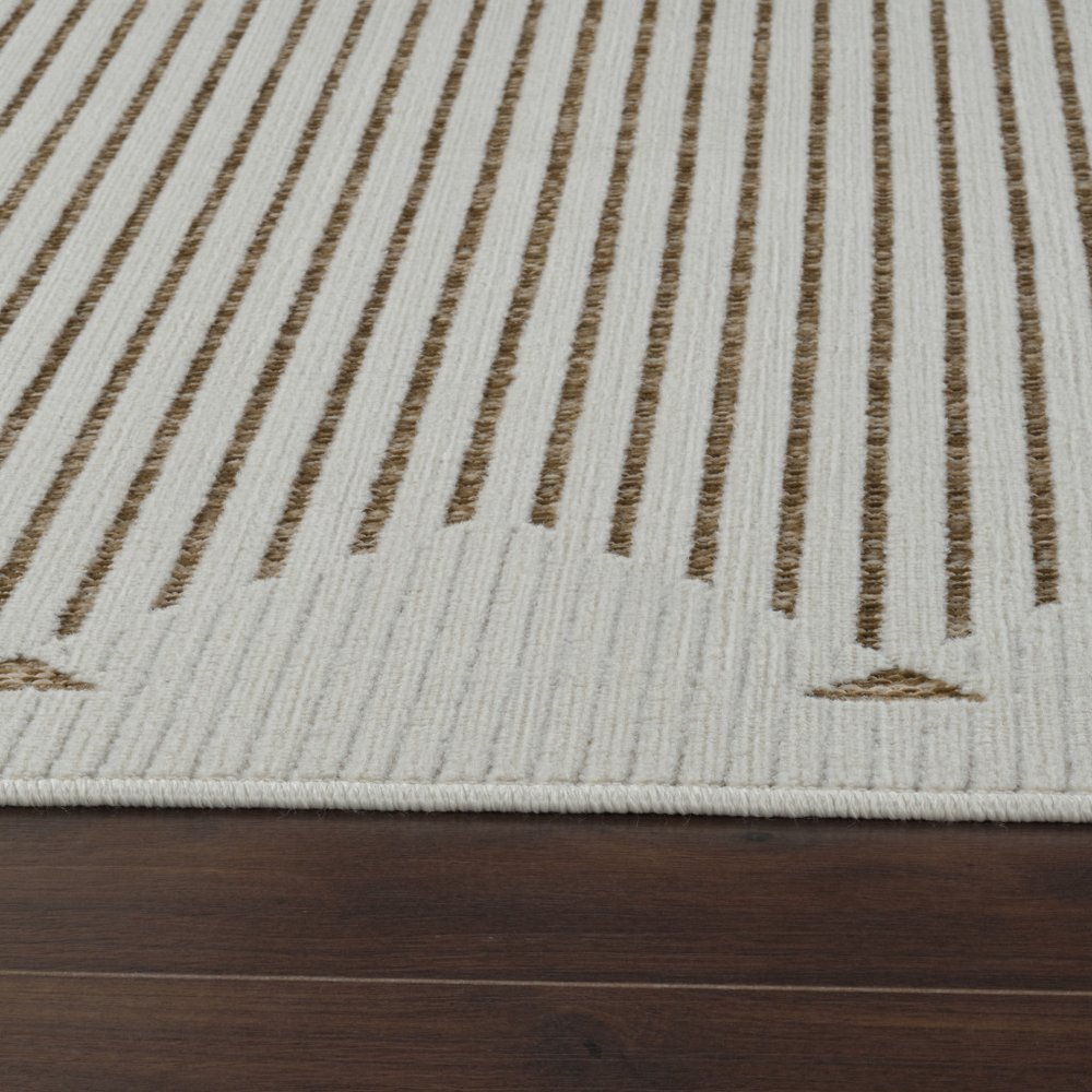 3' X 5' Beige and Brown Geometric Distressed Indoor Outdoor Area Rug