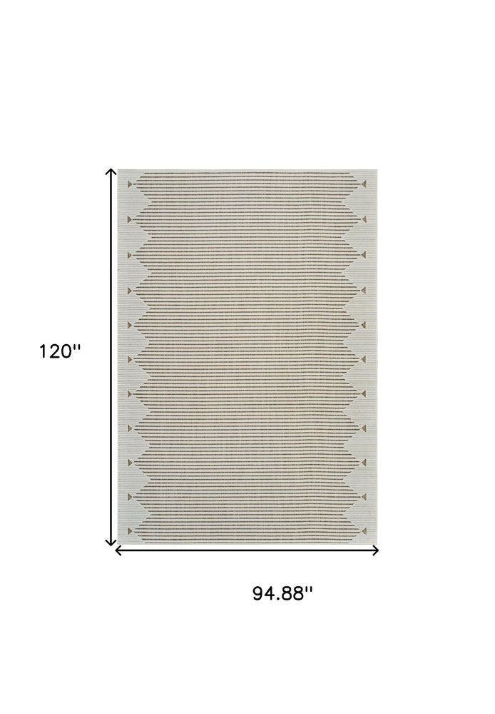 3' X 5' Beige and Brown Geometric Distressed Indoor Outdoor Area Rug