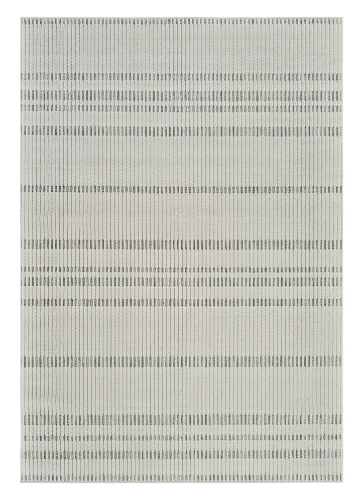 3' X 5' Cream and Beige Striped Distressed Indoor Outdoor Area Rug