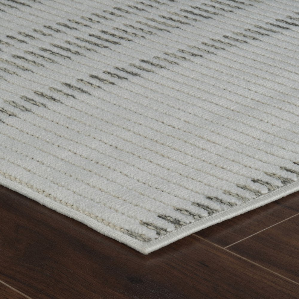 3' X 5' Cream and Beige Striped Distressed Indoor Outdoor Area Rug