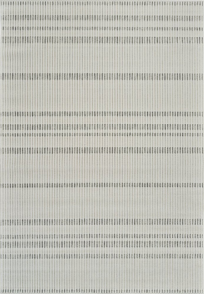 3' X 5' Cream and Beige Striped Distressed Indoor Outdoor Area Rug