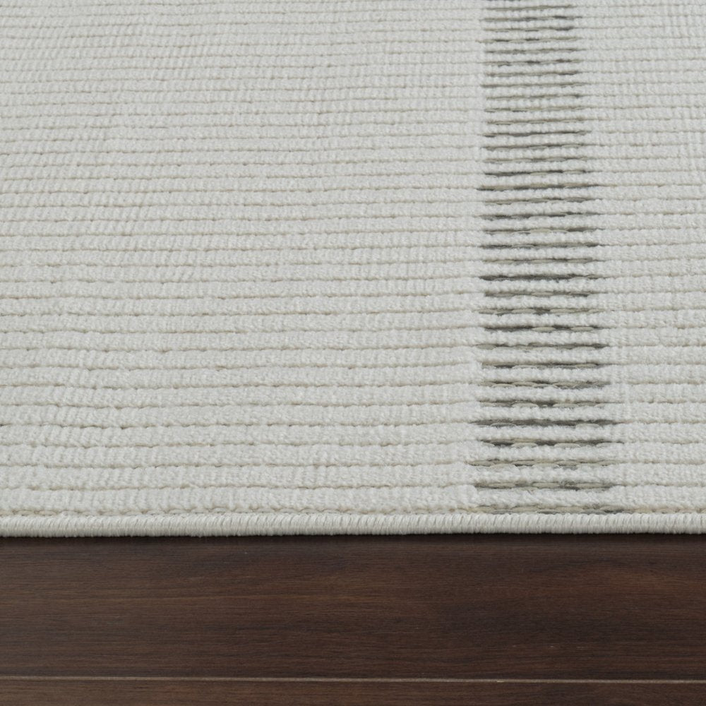 3' X 5' Cream and Beige Striped Distressed Indoor Outdoor Area Rug