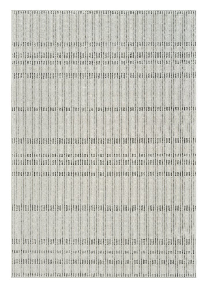 3' X 5' Cream and Beige Striped Distressed Indoor Outdoor Area Rug