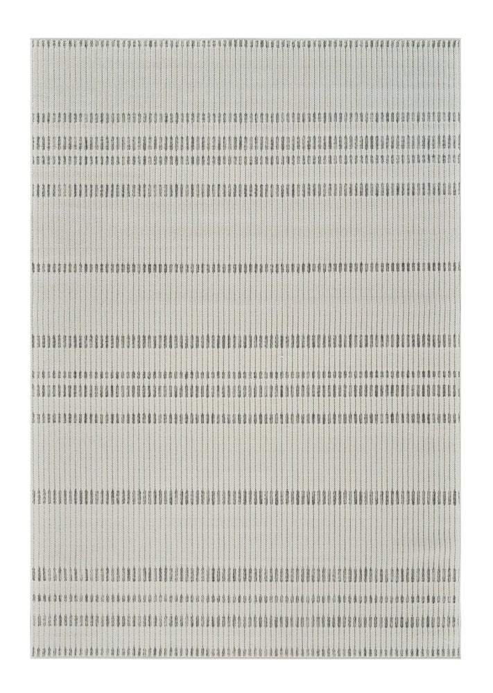 3' X 5' Cream and Beige Striped Distressed Indoor Outdoor Area Rug