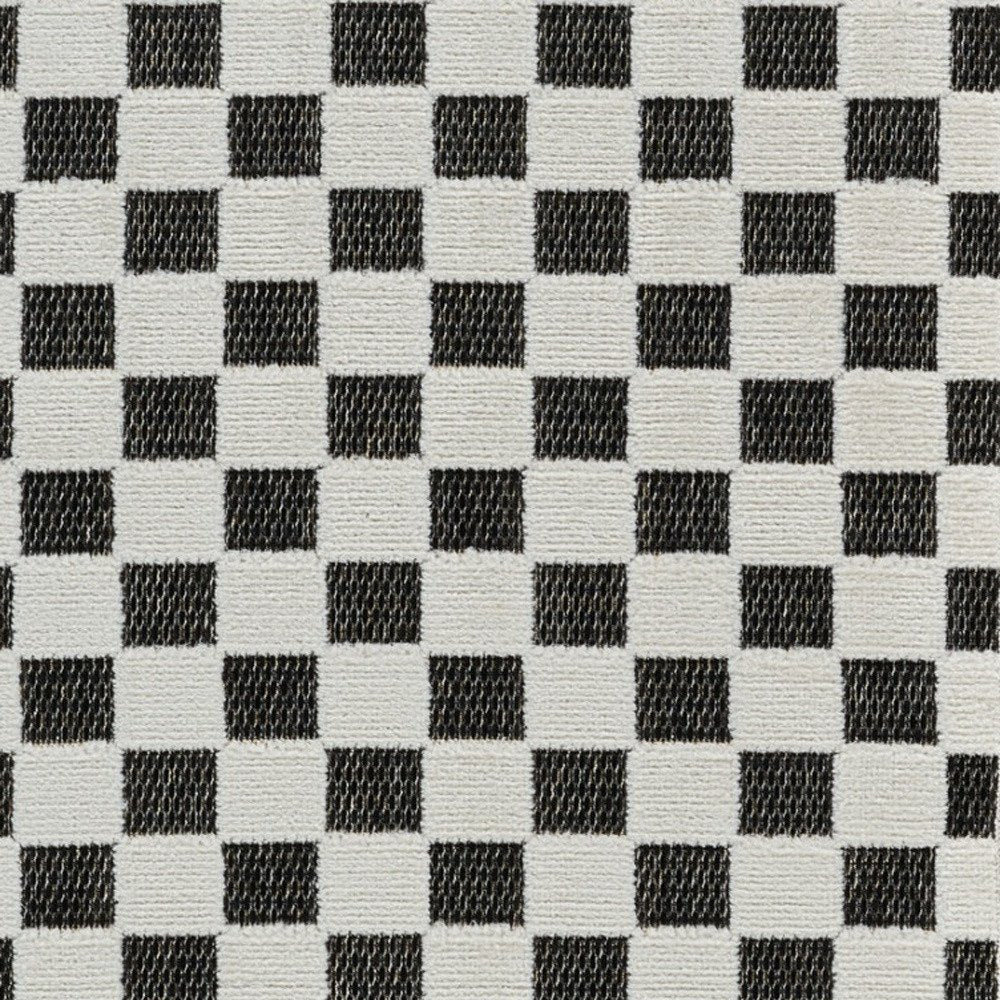 3' X 5' Black and White Geometric Distressed Indoor Outdoor Area Rug