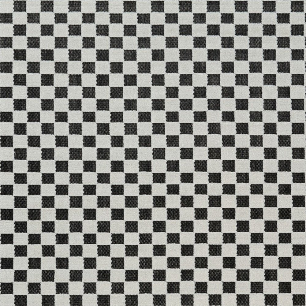 3' X 5' Black and White Geometric Distressed Indoor Outdoor Area Rug