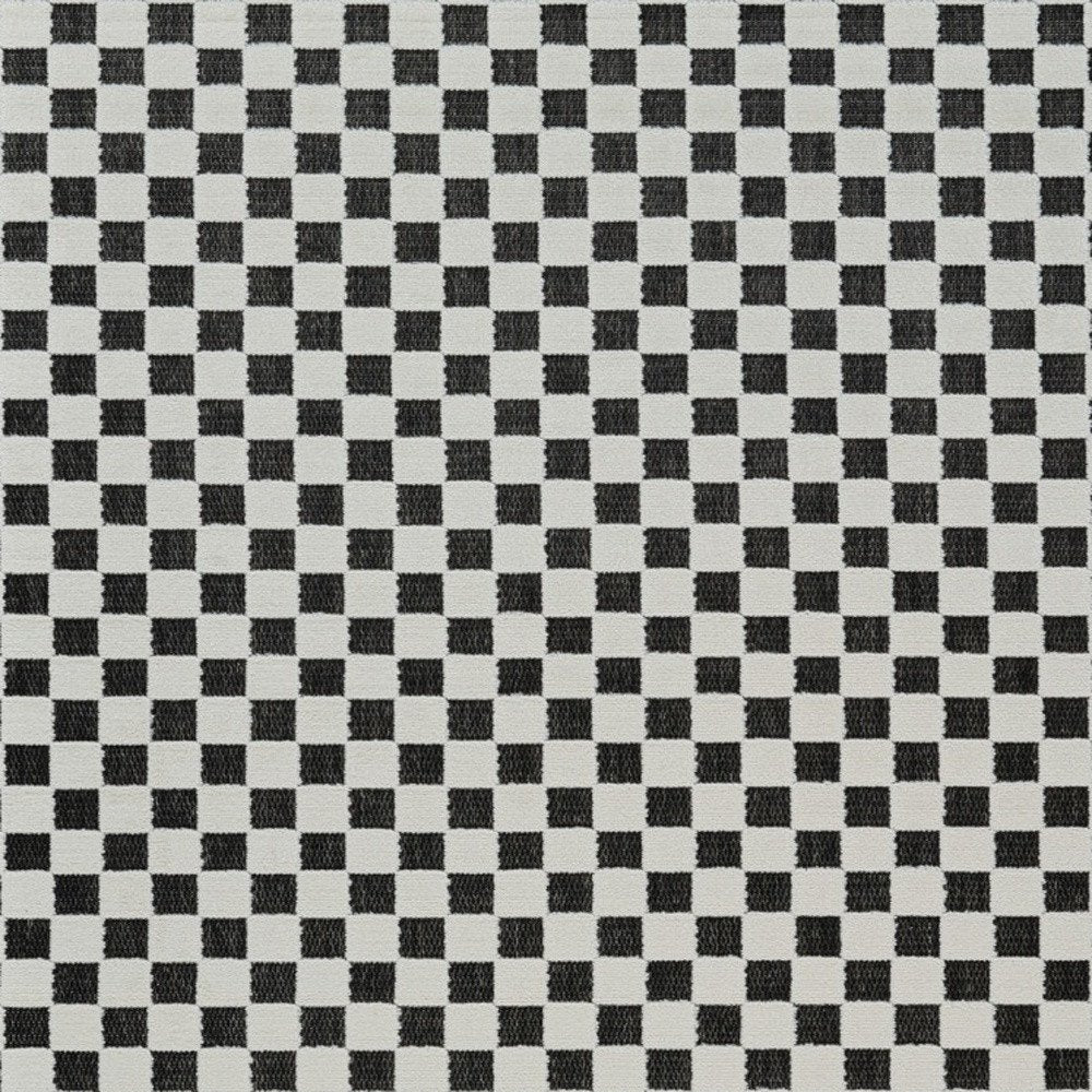 3' X 5' Black and White Geometric Distressed Indoor Outdoor Area Rug