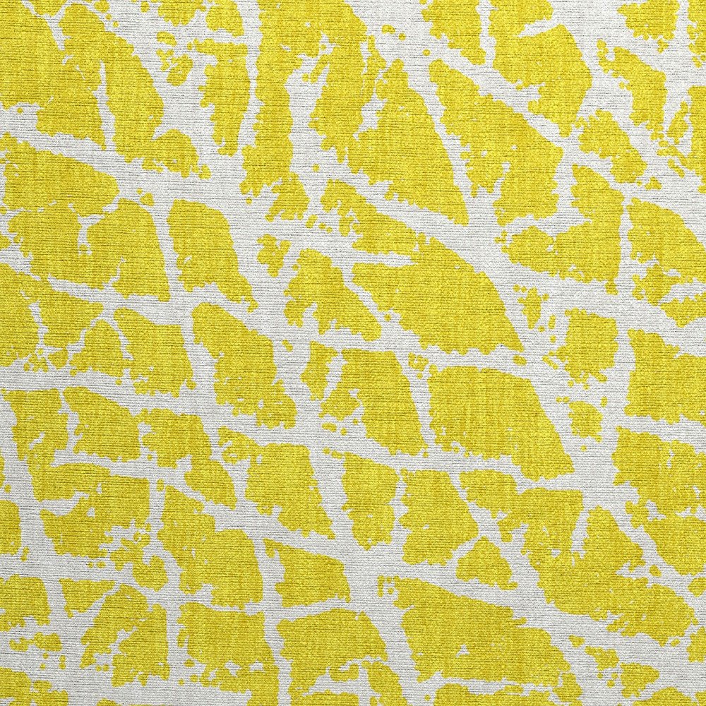 2' X 3' Yellow and White Abstract Washable Non Skid Indoor Outdoor Area Rug