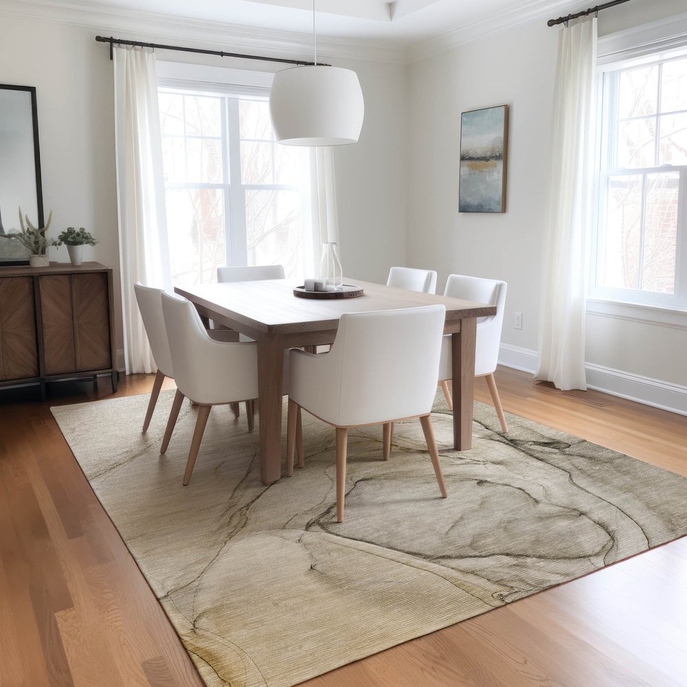 2' X 3' Beige and Gray Abstract Washable Non Skid Indoor Outdoor Area Rug