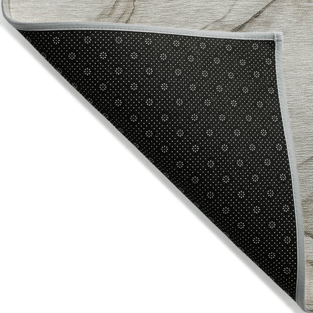 2' X 3' Beige and Gray Abstract Washable Non Skid Indoor Outdoor Area Rug