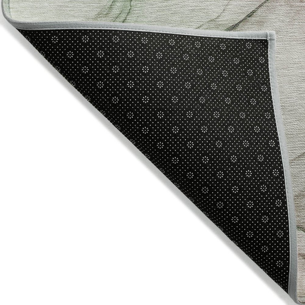 8' Runner Beige and Gray Abstract Washable Non Skid Indoor Outdoor Runner Rug