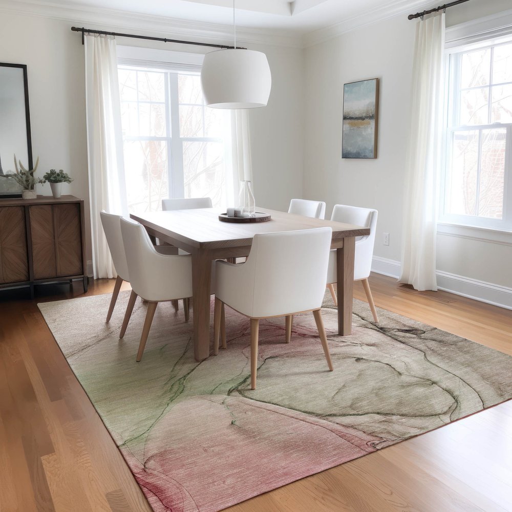 2' X 3' Gray and Pink Abstract Washable Non Skid Indoor Outdoor Area Rug