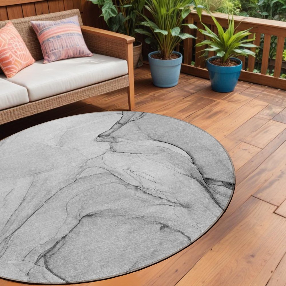 2' X 3' Gray Abstract Washable Non Skid Indoor Outdoor Area Rug