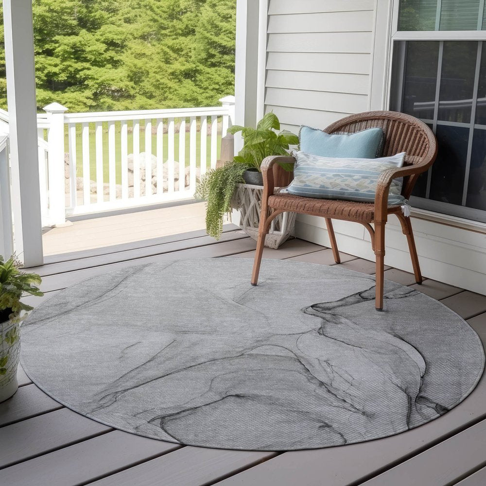 2' X 3' Gray Abstract Washable Non Skid Indoor Outdoor Area Rug