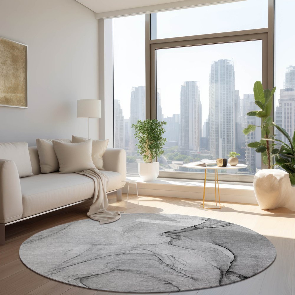 2' X 3' Gray Abstract Washable Non Skid Indoor Outdoor Area Rug